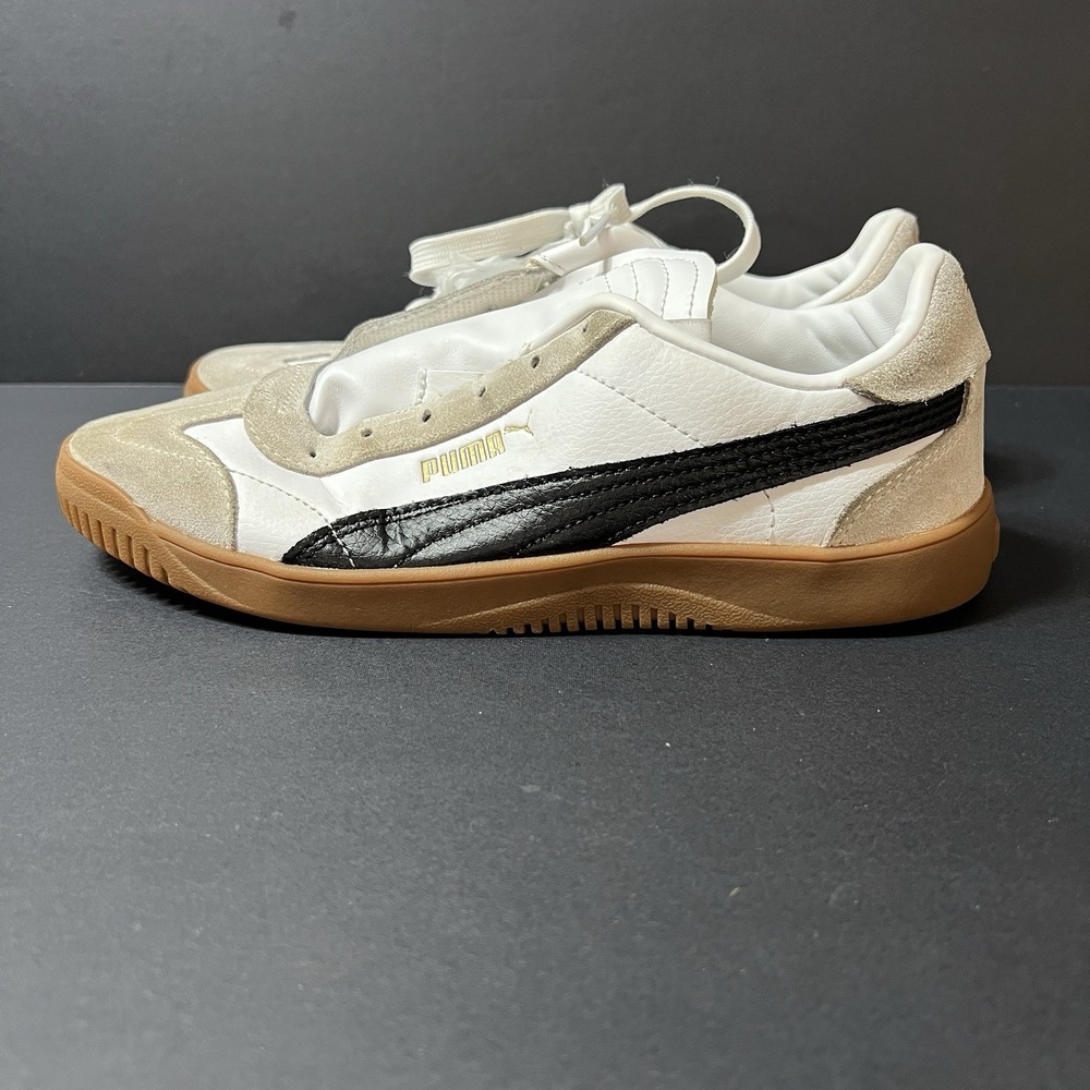 Puma Club 5v5 Suede White Black Women's Size 8 Preppy Fashion Comfort - Picture 3 of 7